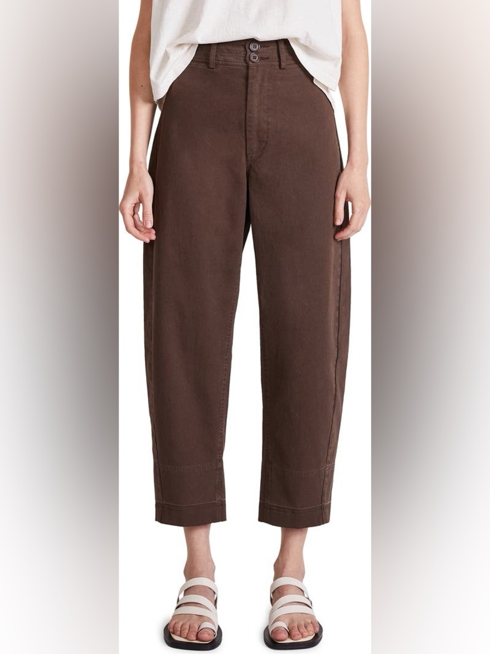 Apiece Apart Mari Cotton Barrel Pants in Brown, Size 12 Mocha Chocolate Wide Leg
